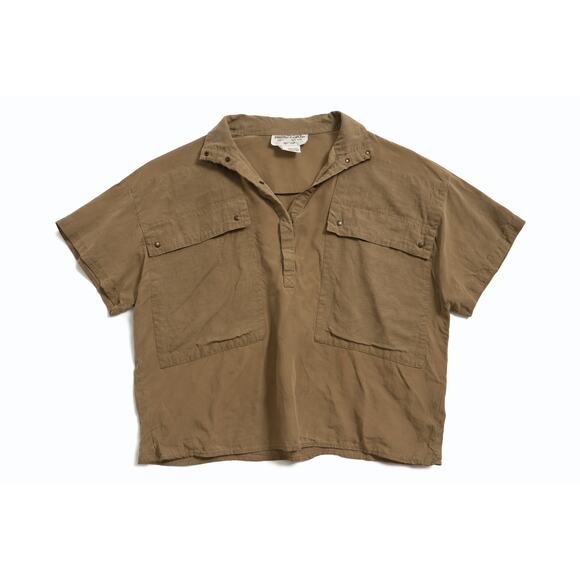 Pierre Cardin Tops - Vintage Pierre Cardin Utility-Style Short Sleeve Short Beige 100% Silk